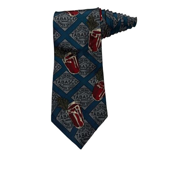 Tabasco Brand Logo Bloody Mary Drinks Vintage Novelty Necktie 100% Silk - Picture 1 of 6